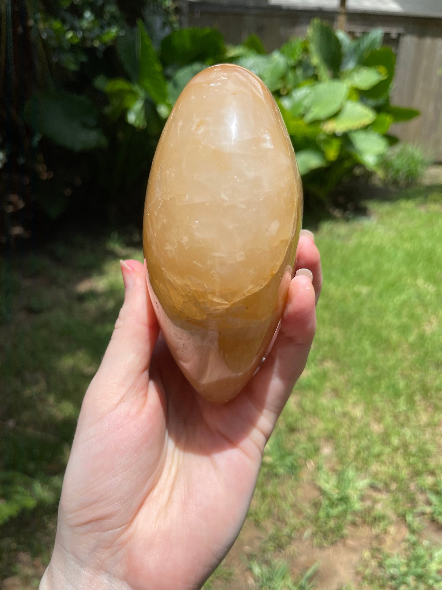Yellow Golden Healer/Hematoid Quartz Polished Heart Specimen 1214g 2lbs 105oz Mineral Crystal