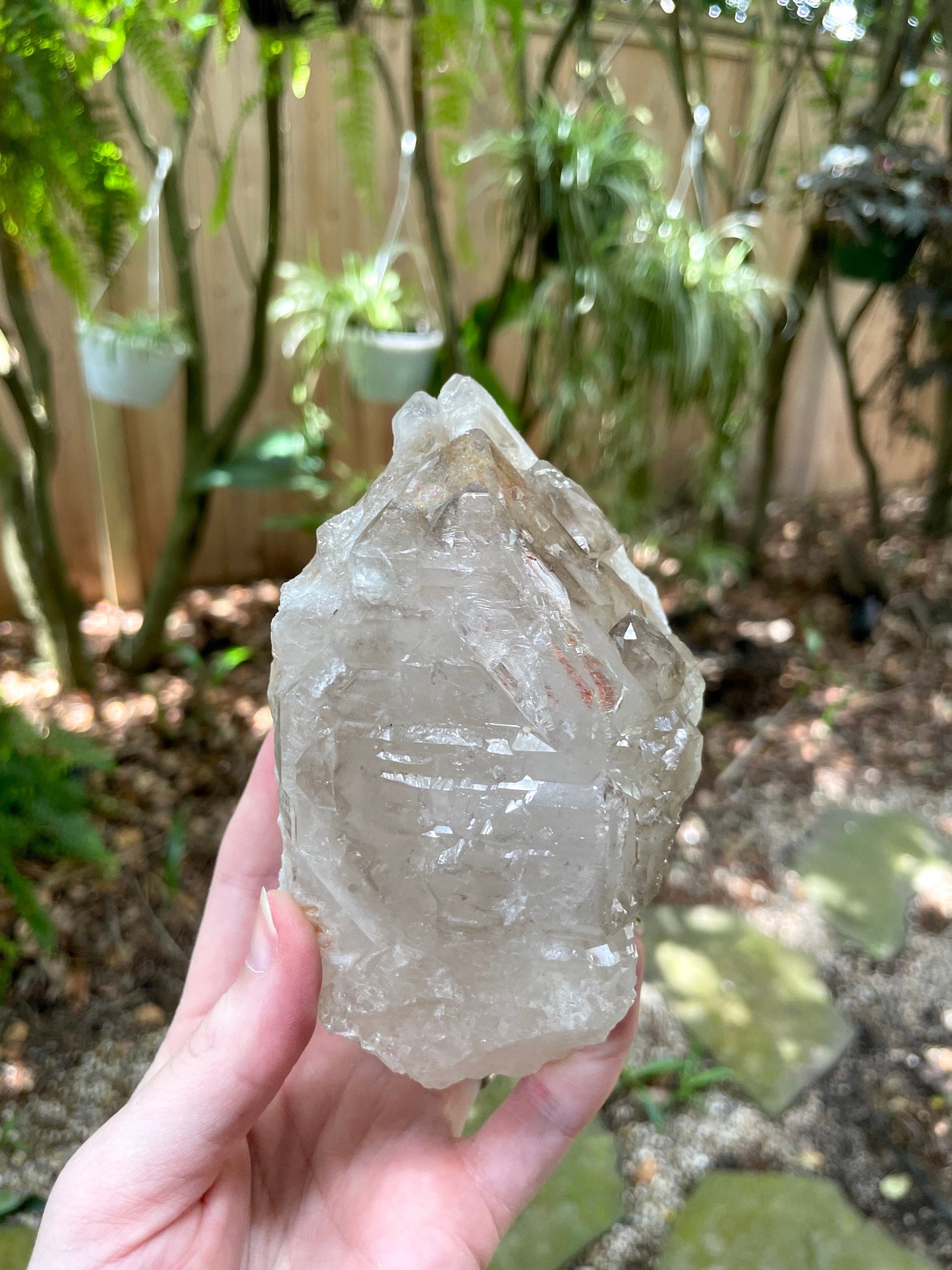 Smokey Elesital Quartz With Hematite Specimen from Minas Gerais Brazil, 808g 1lb 12.4oz Mineral Crystal