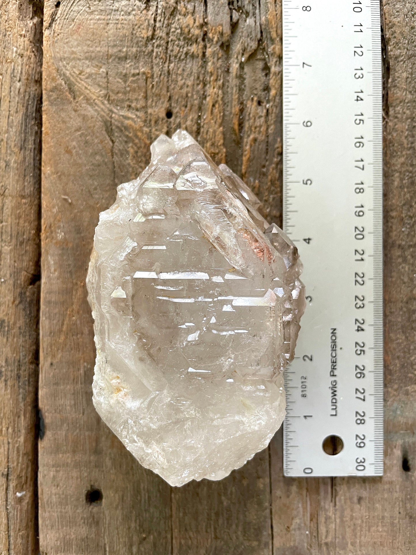 Smokey Elesital Quartz With Hematite Specimen from Minas Gerais Brazil, 808g 1lb 12.4oz Mineral Crystal