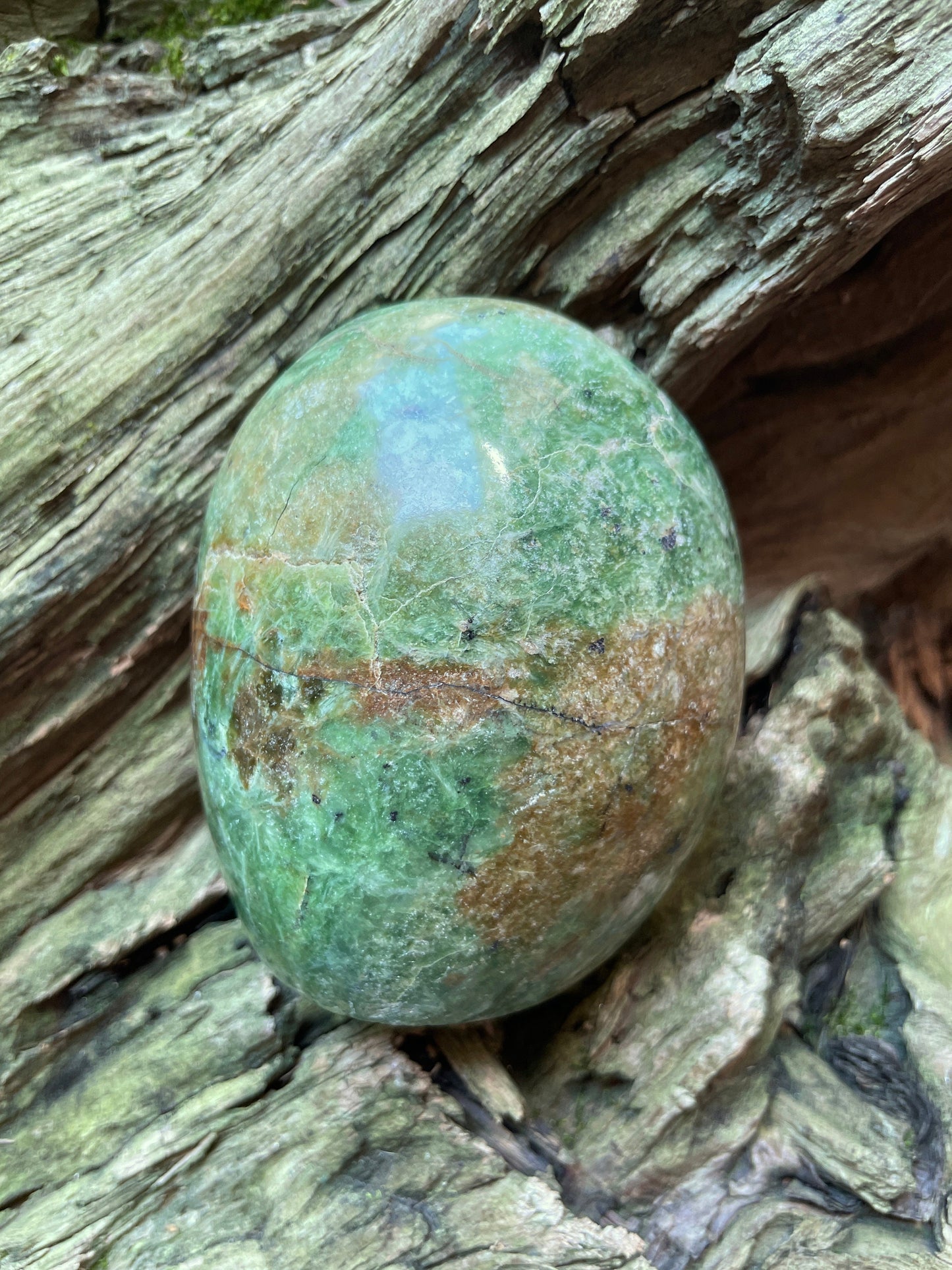 Polished Green Chrysocolla Free Form From Madagascar, Specimen 362g Mineral Crystal