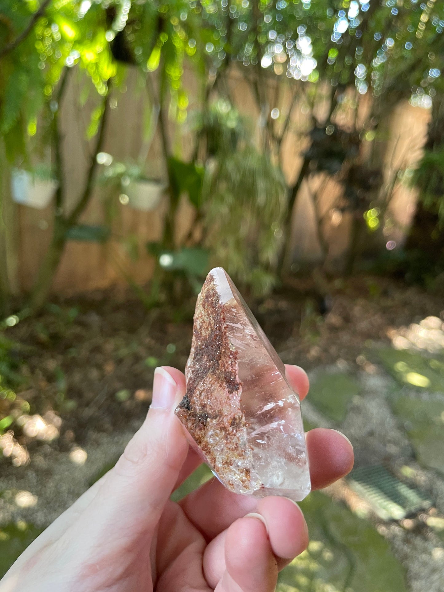 Half Polished Lodolite Garden Quartz 89.5g Point Specimen Mineral Crystal