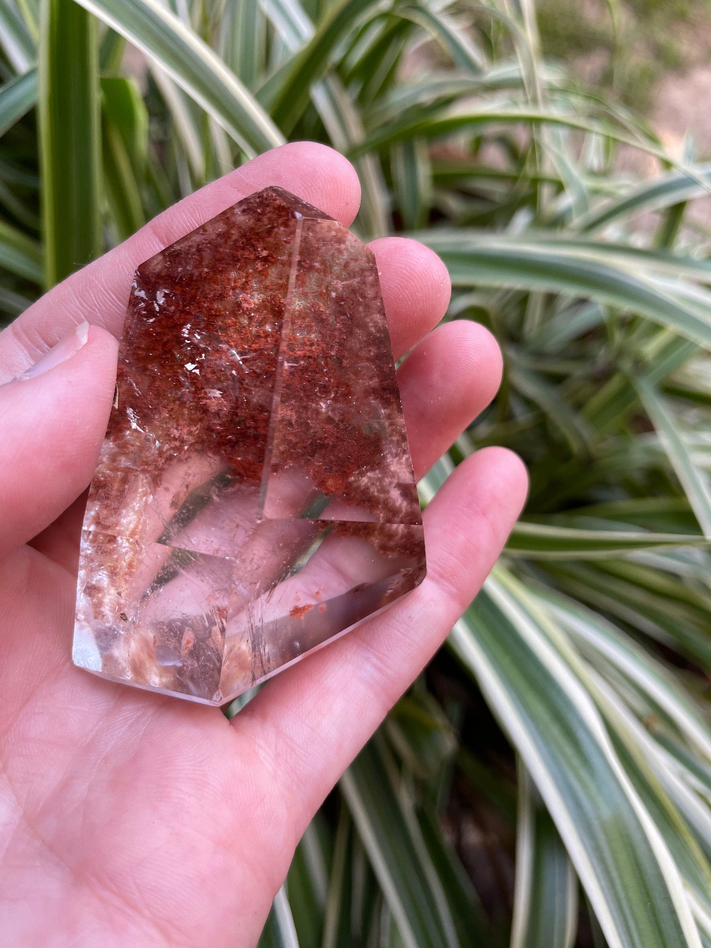 Half Polished Lodolite Garden Quartz 89.5g Point Specimen Mineral Crystal