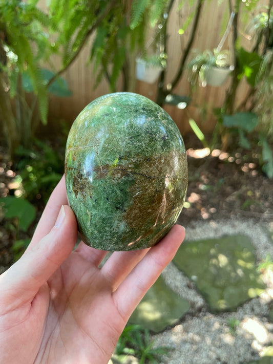 Polished Green Chrysocolla Free Form From Madagascar, Specimen 362g Mineral Crystal
