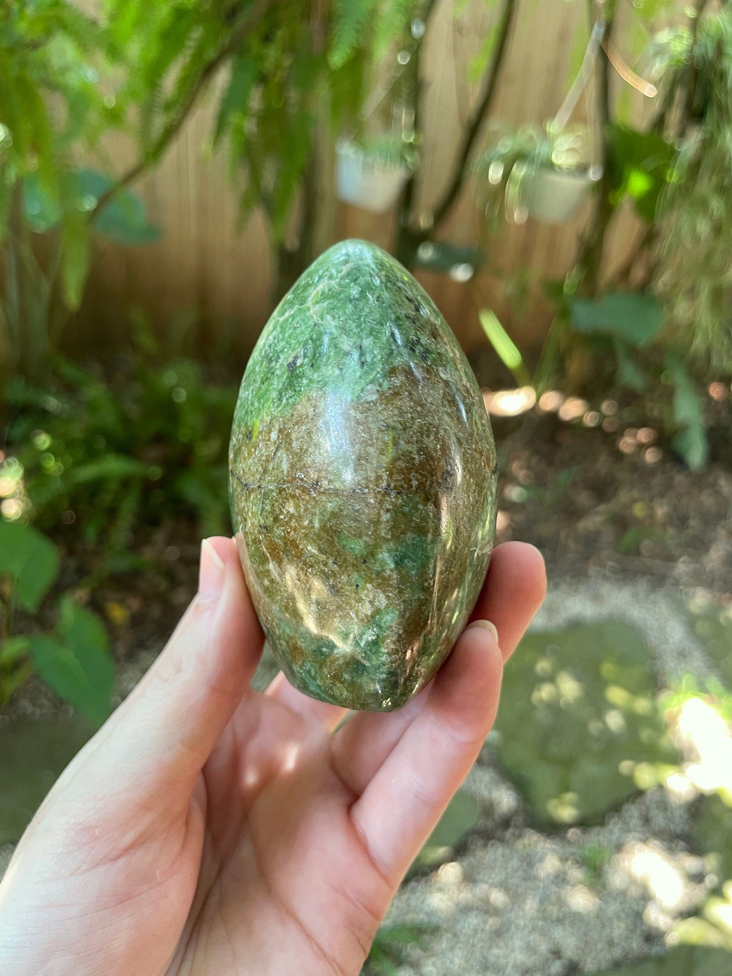 Polished Green Chrysocolla Free Form From Madagascar, Specimen 362g Mineral Crystal