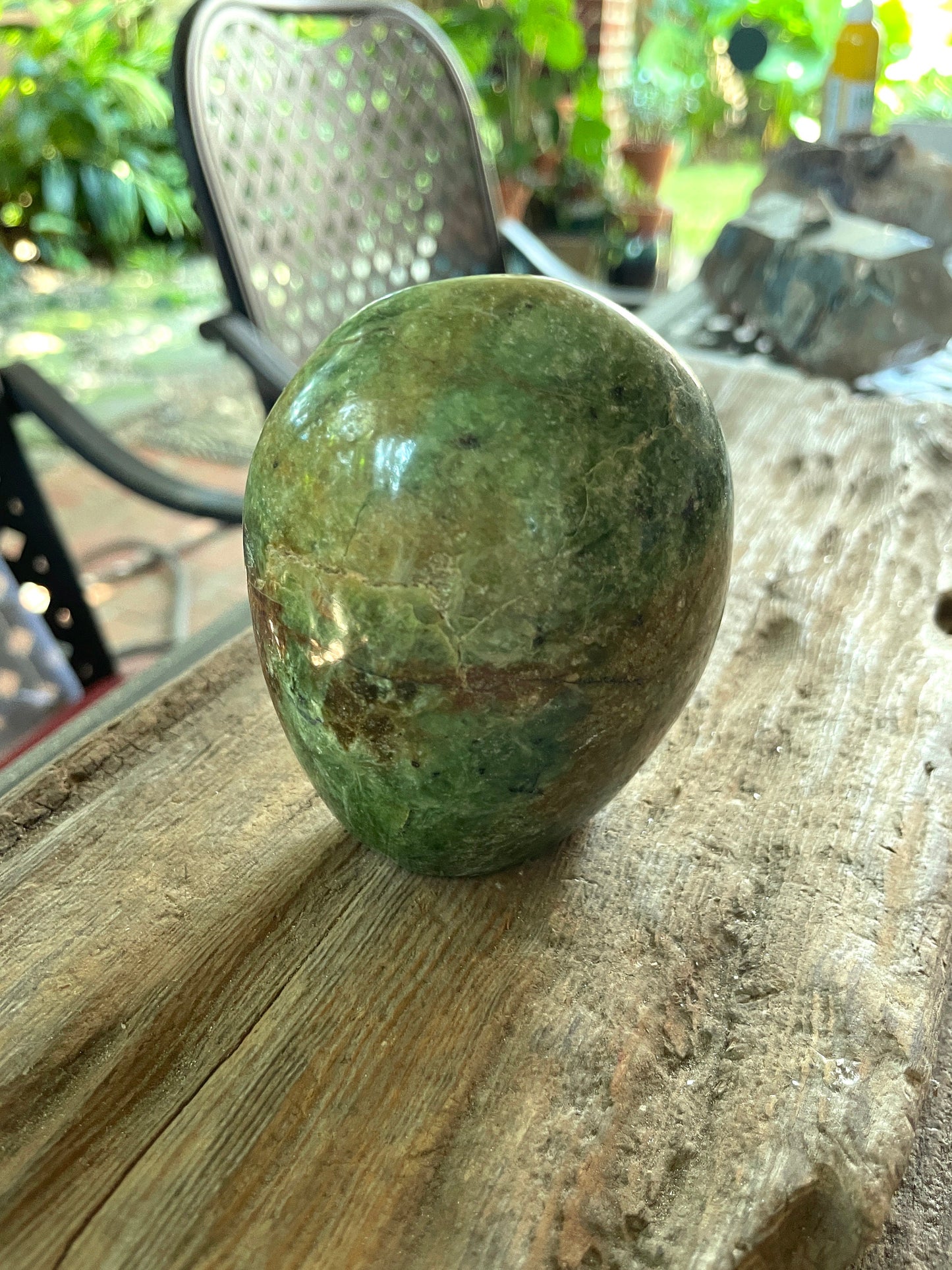Polished Green Chrysocolla Free Form From Madagascar, Specimen 362g Mineral Crystal