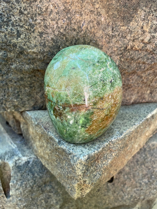 Polished Green Chrysocolla Free Form From Madagascar, Specimen 362g Mineral Crystal