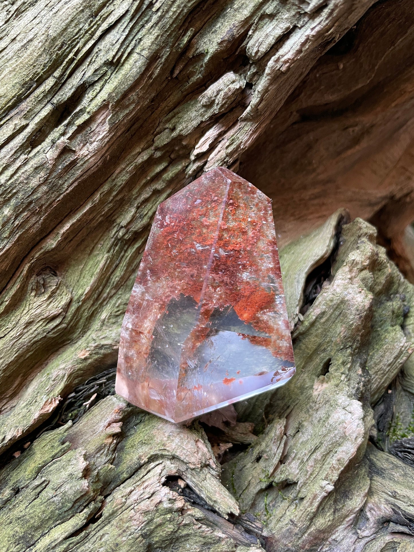 Half Polished Lodolite Garden Quartz 89.5g Point Specimen Mineral Crystal