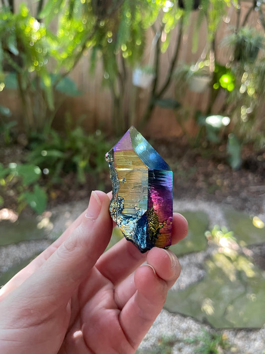 Genuine Titanium Aura Quartz Point Arkansas Quartz 74.1g Specimen Minerals Crystals