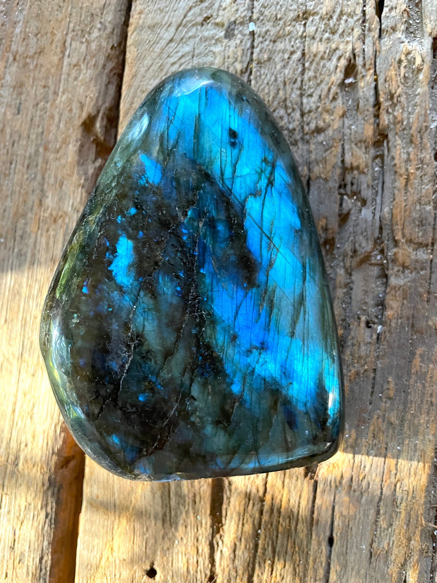 Large Polished Labradorite Freestanding Display Stone 778g 1lb 118.8oz Great Blue Flash