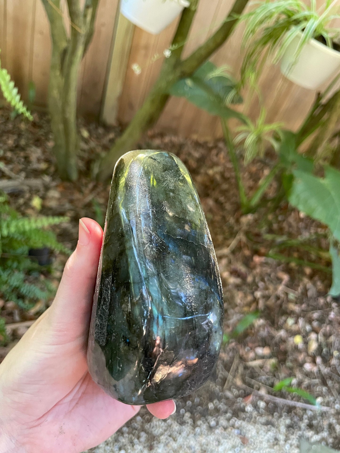 Large Polished Labradorite Freestanding Display Stone 778g 1lb 118.8oz Great Blue Flash