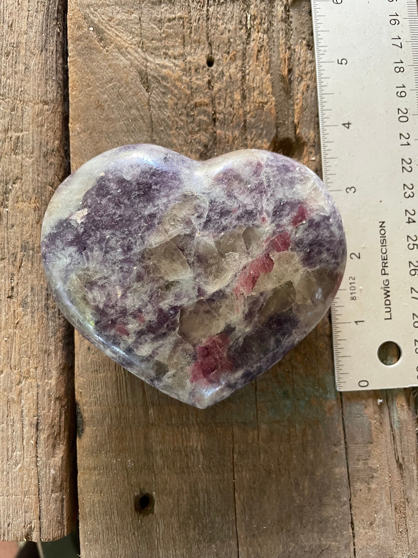 Lepidolite and Rubelite Polished. Heart Stone From Madagascar 474g 1lb 0.6oz Specimen Mineral Crystal