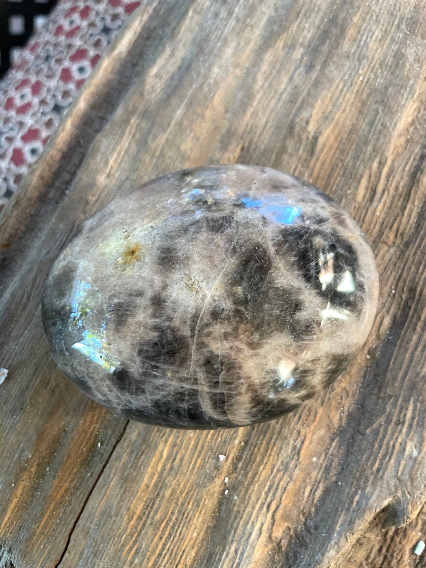 Black Moonstone Palm Stone Gallete 248g Specimen From Madagascar Mineral Crystal