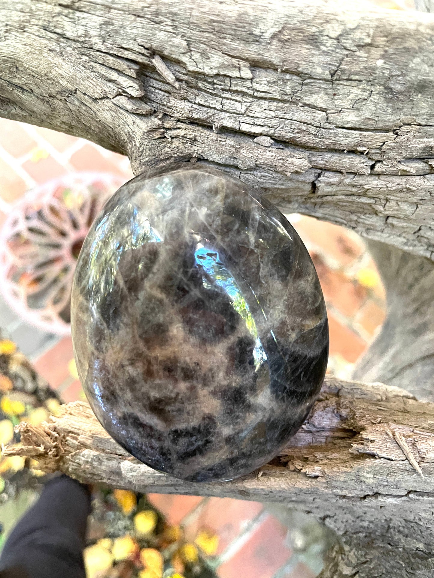 Black Moonstone Palm Stone Gallete 248g Specimen From Madagascar Mineral Crystal