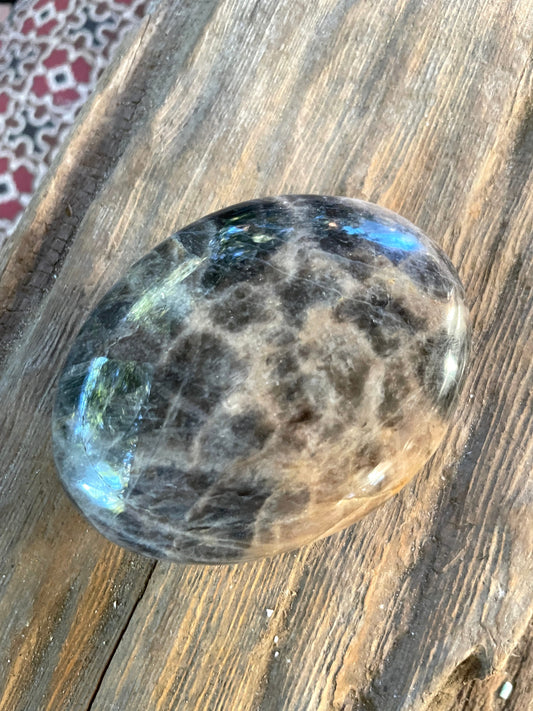 Black Moonstone Palm Stone Gallete 248g Specimen From Madagascar Mineral Crystal