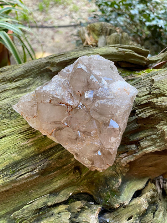 Smokey Elesital Quartz Specimen With hematite from Minas Gerais Brazil, 644g 1lb 6.8oz
