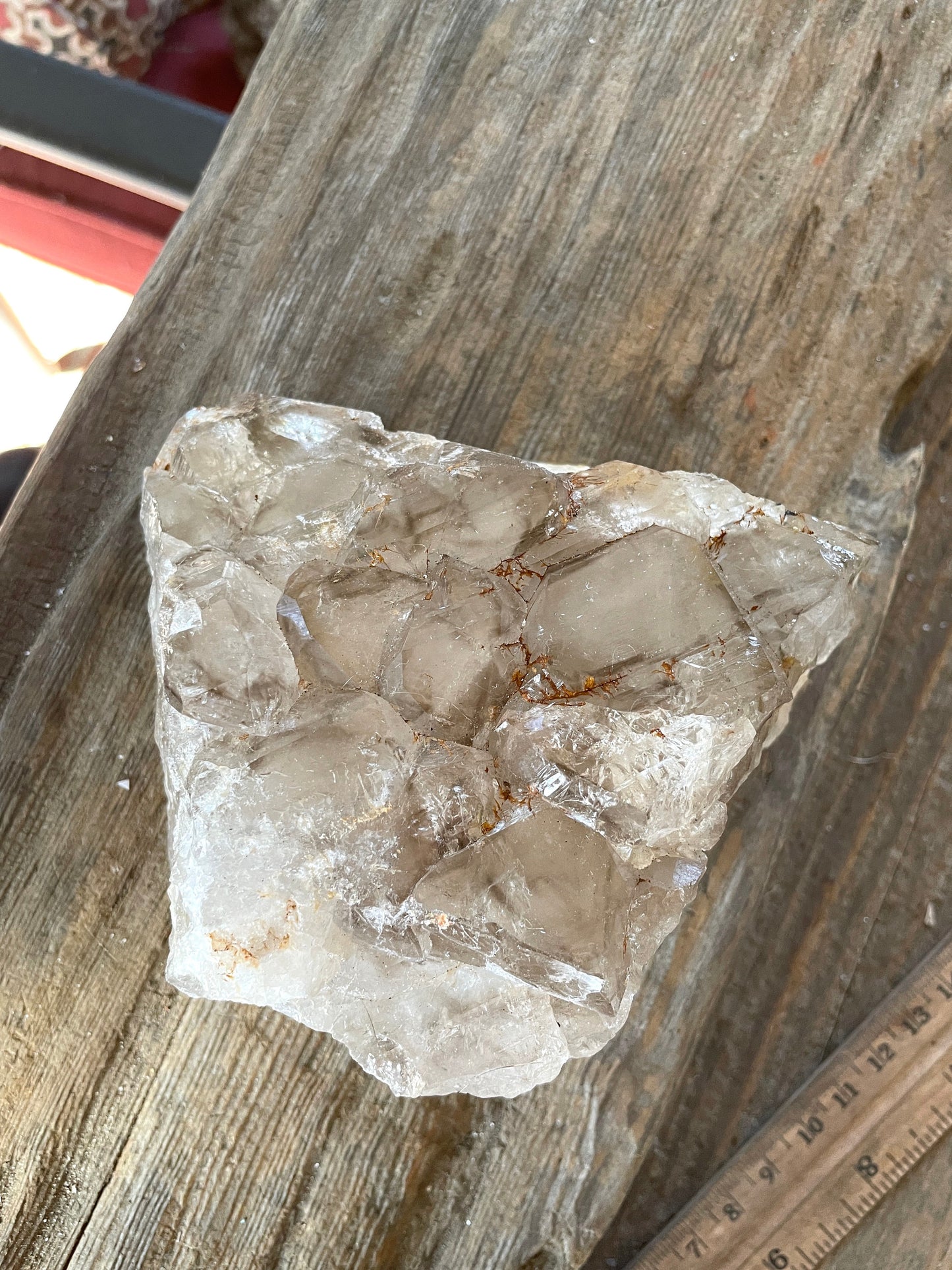 Smokey Elesital Quartz Specimen With hematite from Minas Gerais Brazil, 644g 1lb 6.8oz