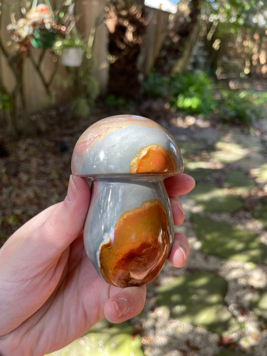 Polychrome Jasper Mushroom 395gg Specimen From Madagascar Mineral Crystal