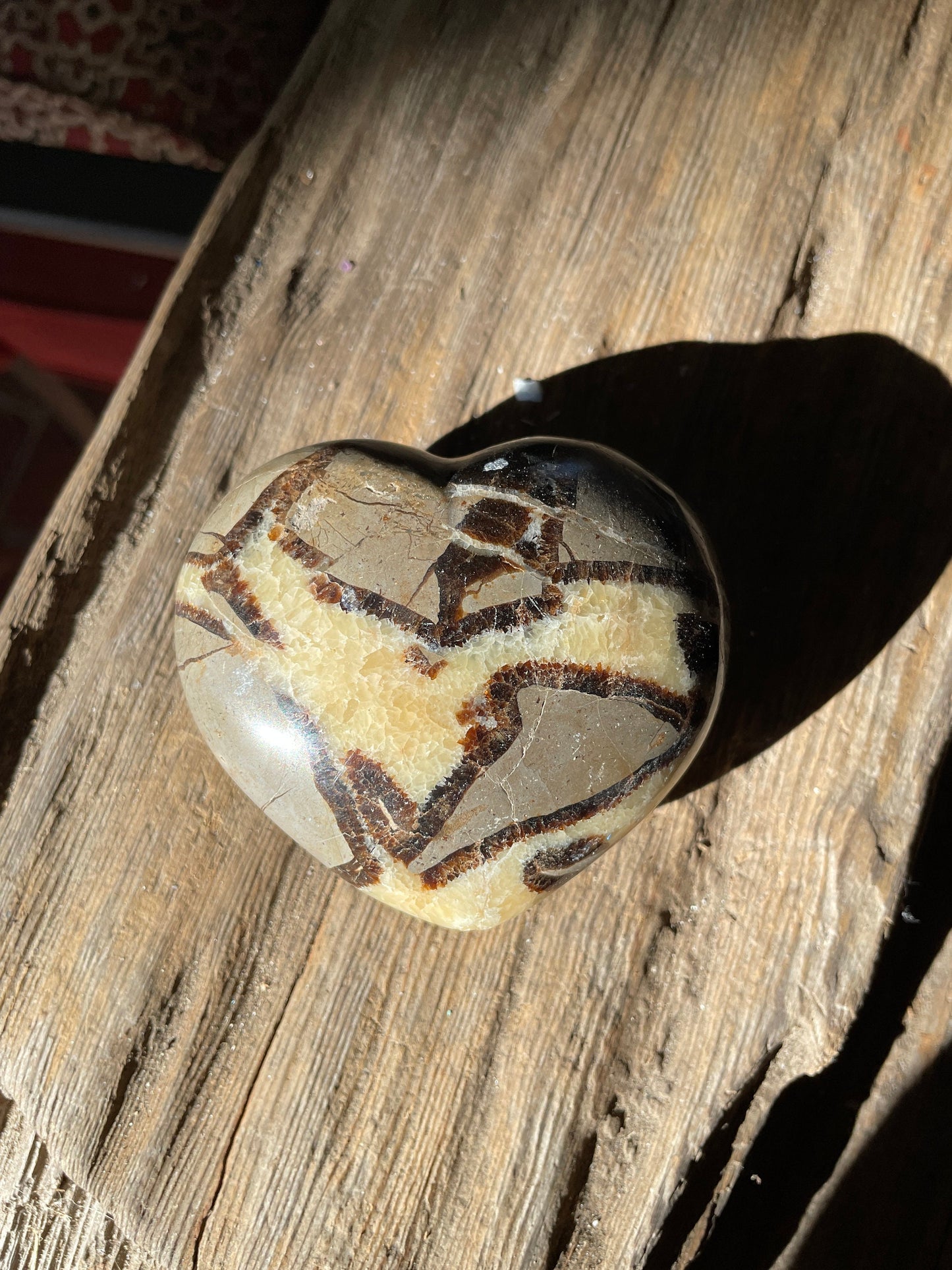 Lovely Septarian Calcite Polished Heart Stone Madagascar 257.7g Specimen