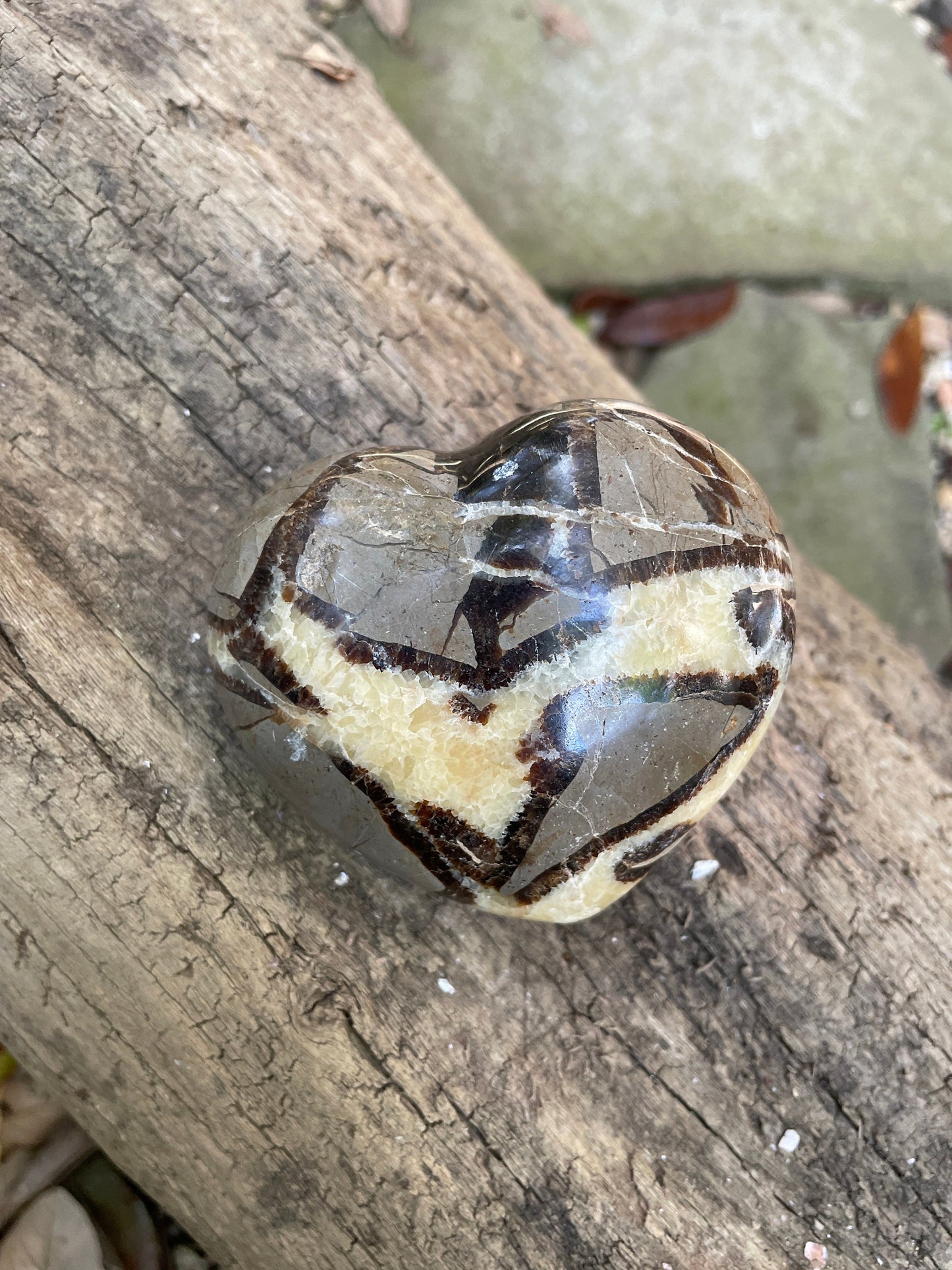 Lovely Septarian Calcite Polished Heart Stone Madagascar 257.7g Specimen
