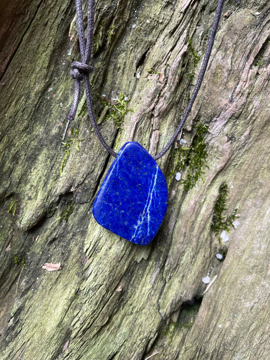 Polished and Hand Drilled Lapis Lazuli Pendant 38mm 1.5" From Afghanistan Necklace