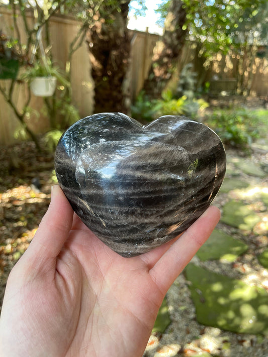 Black Moonstone Polished Heart Stone 494g 1lb 1.4oz Specimen From Madagascar Mineral Crystal