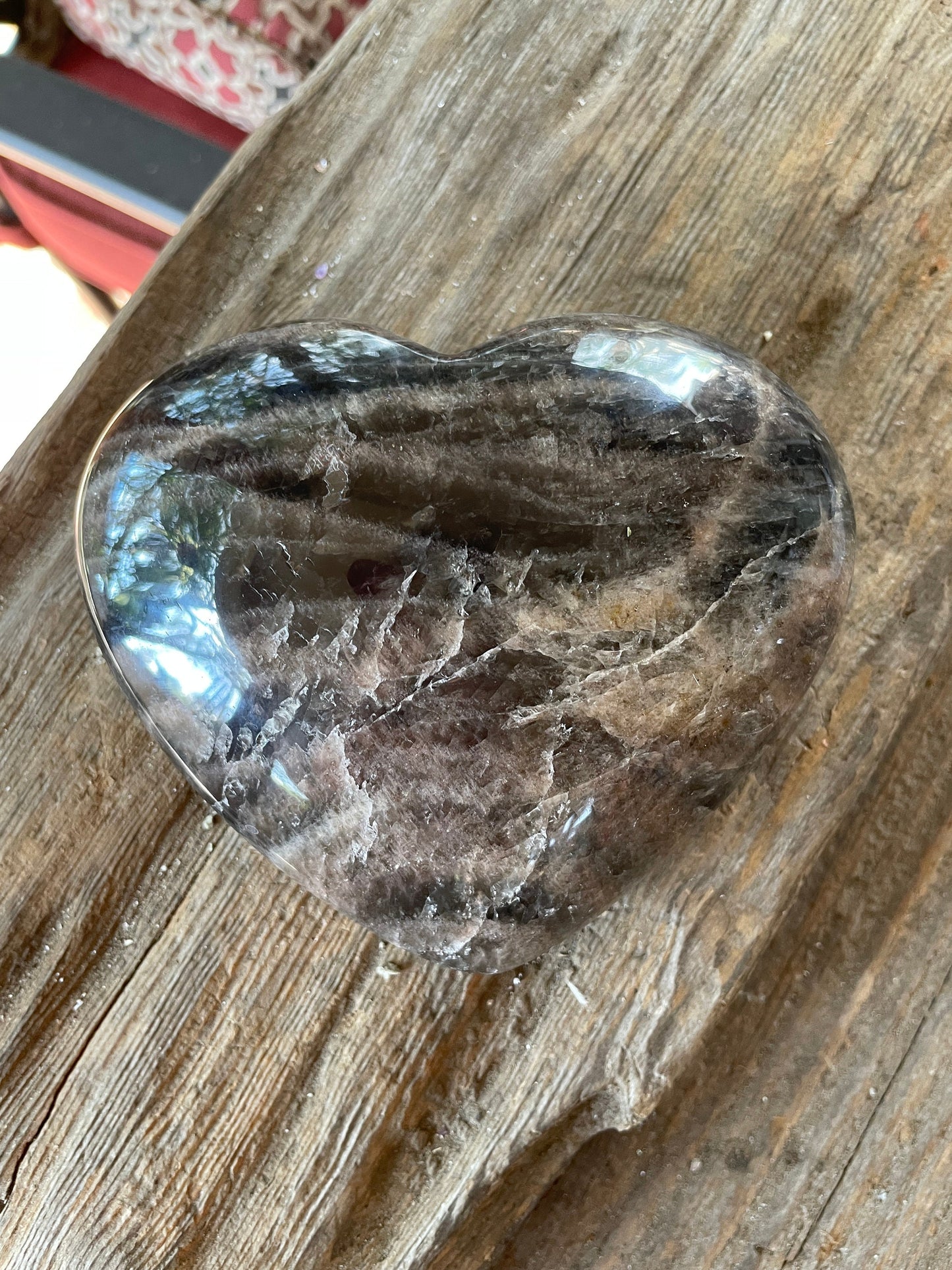 Black Moonstone Polished Heart Stone 494g 1lb 1.4oz Specimen From Madagascar Mineral Crystal