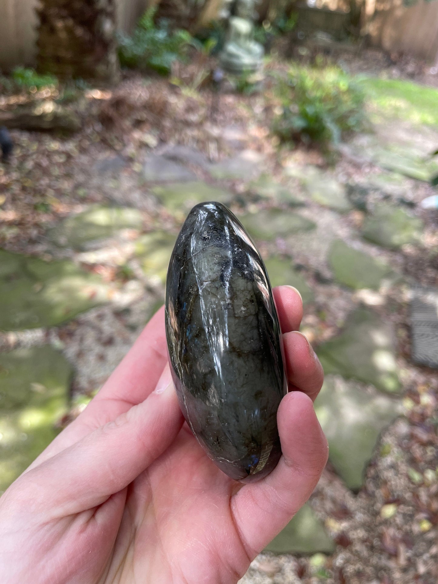 Lovely Polished Labradorite Palm Stone247.3g Great Flash From Madagascar Mineral Crystal
