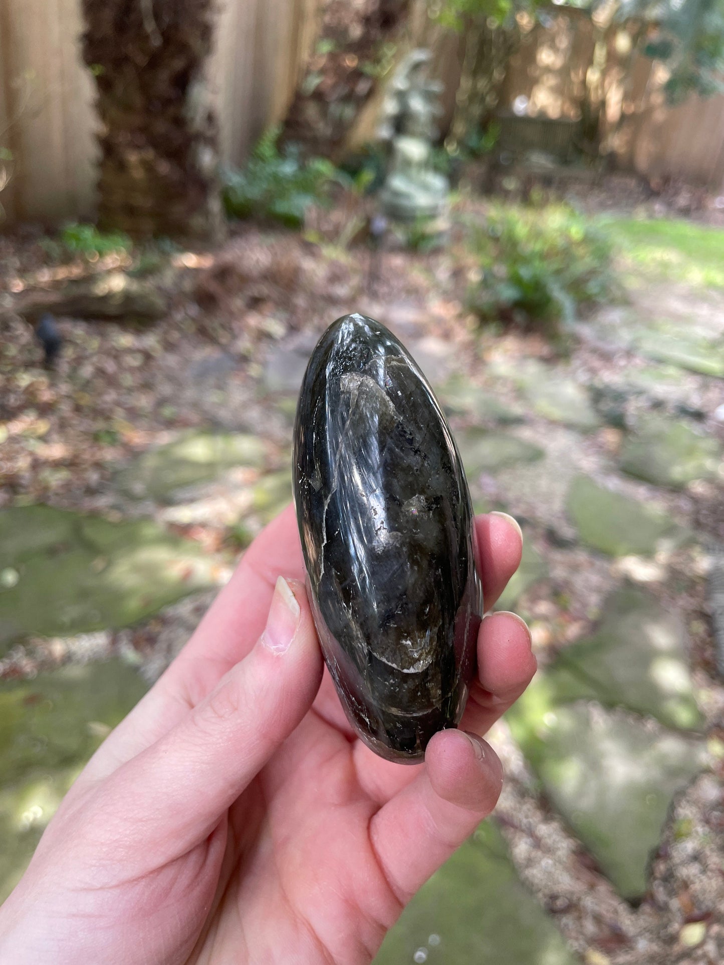 Lovely Polished Labradorite Palm Stone247.3g Great Flash From Madagascar Mineral Crystal