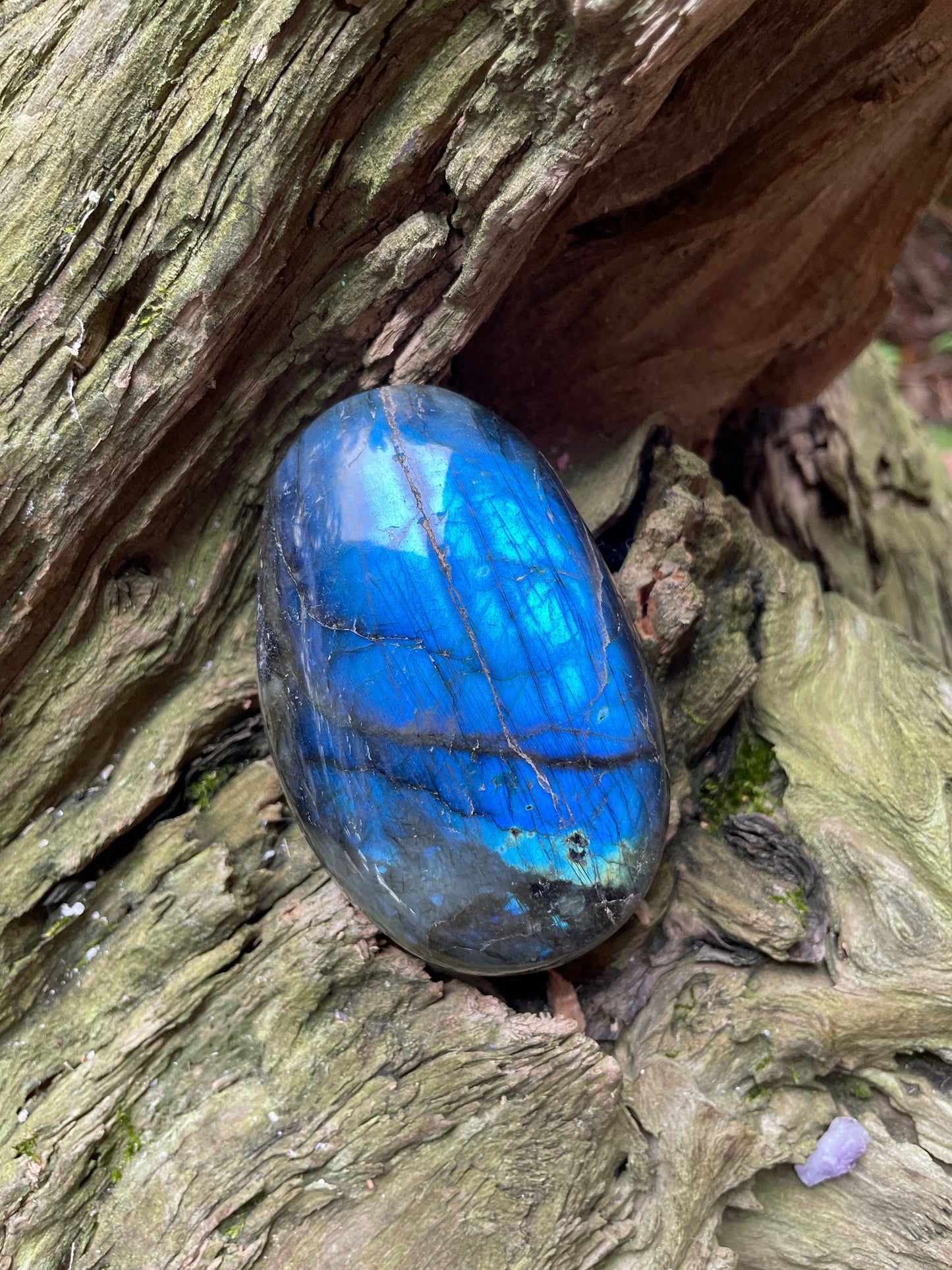 Lovely Polished Labradorite Palm Stone247.3g Great Flash From Madagascar Mineral Crystal
