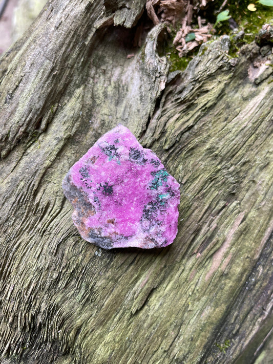 Cobalt and Calcite With Malachite From Zaire, 23.3g Specimen Mineral Crystal