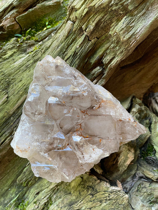 Smokey Elesital Quartz Specimen With hematite from Minas Gerais Brazil, 644g 1lb 6.8oz