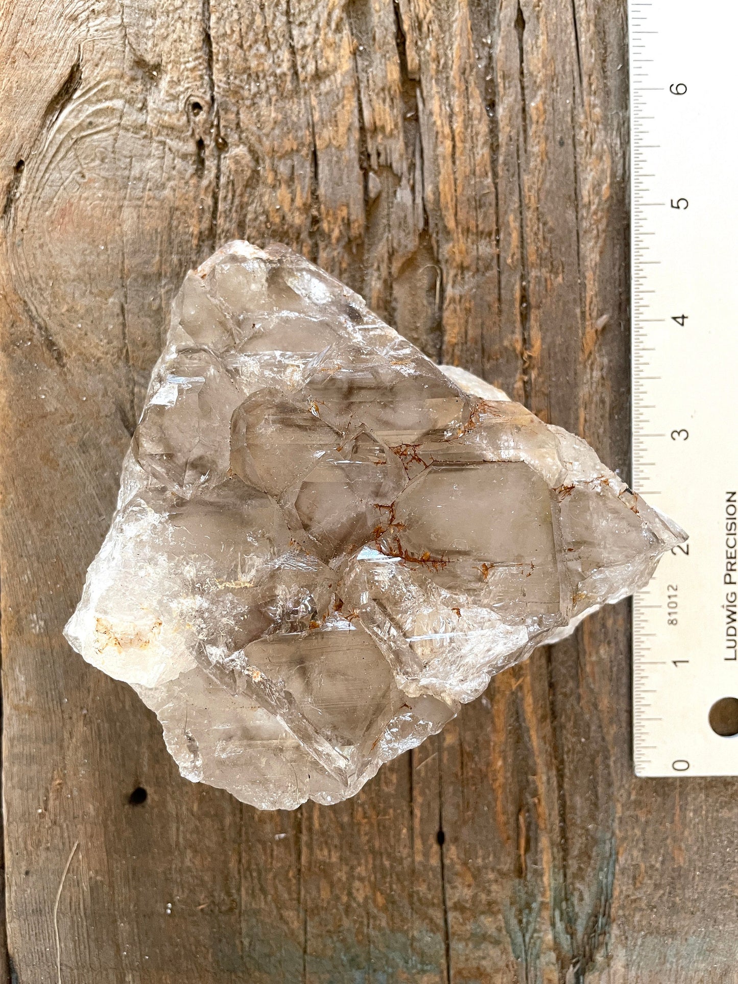 Smokey Elesital Quartz Specimen With hematite from Minas Gerais Brazil, 644g 1lb 6.8oz