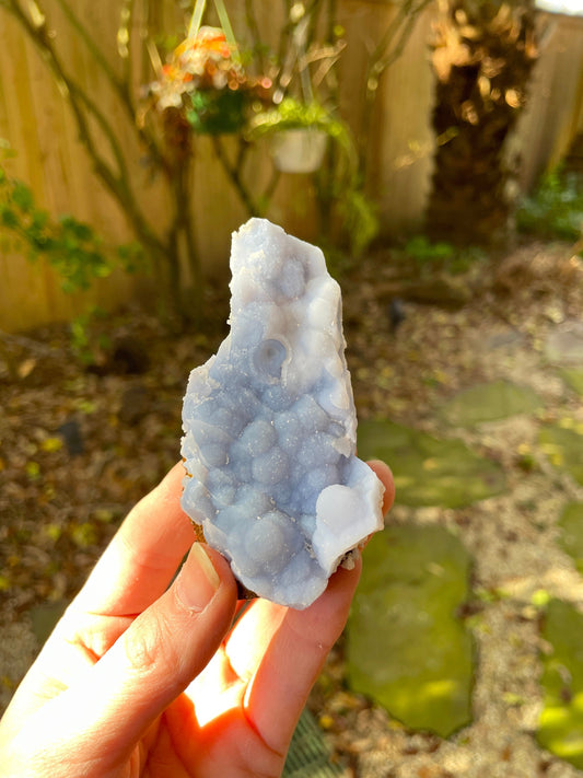 Blue Botryoidal Chalcedony Specimen 138.2g from Moquengua Near Puno, Peru Mineral Crystal