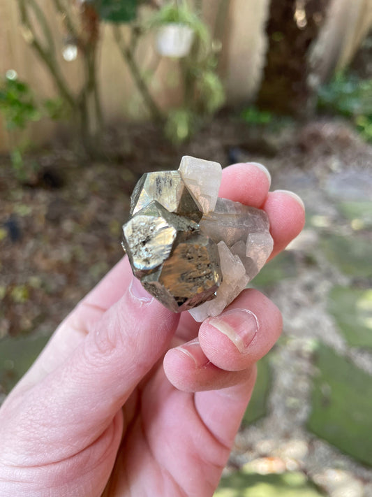 Beautiful Rare Natural Raw Pyrite Crystal With Calcite Specimen39.4g, Shiver Boyaca, Columbia
