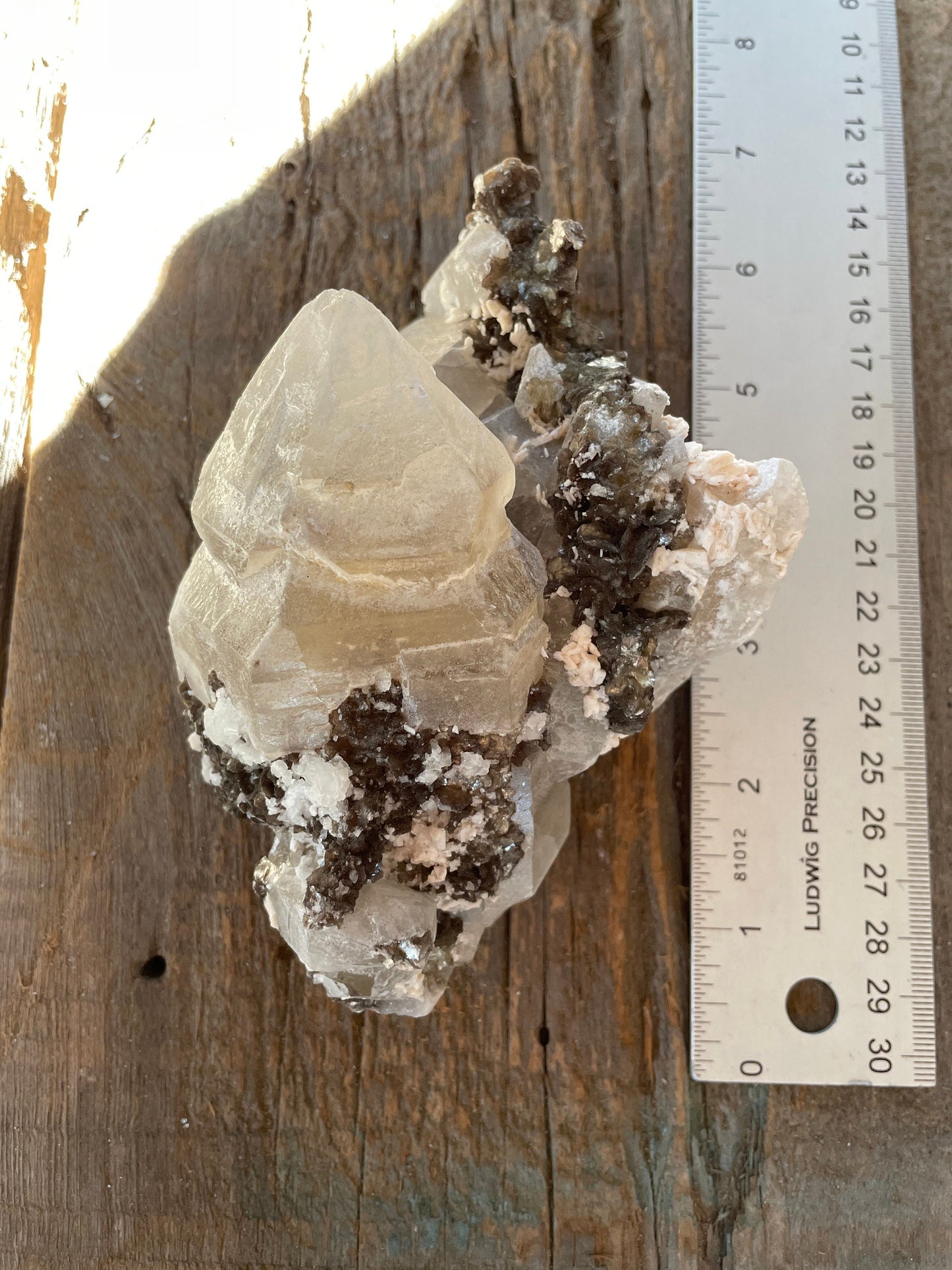 Elesital Quartz Specimen With Mica and feldspar from Minas Gerais Brazil, 665g 1lb 7.5oz Minerals Crystals