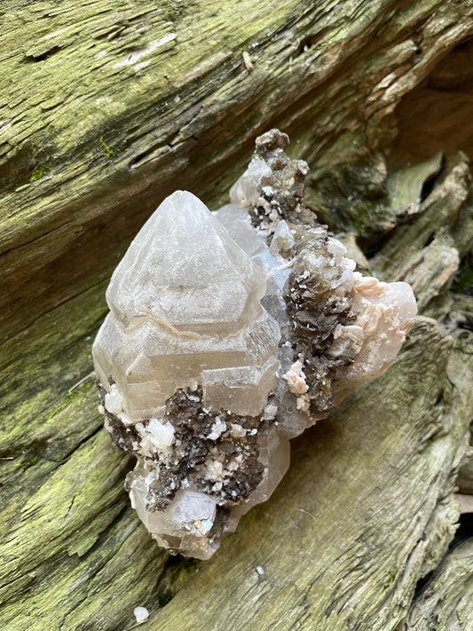 Elesital Quartz Specimen With Mica and feldspar from Minas Gerais Brazil, 665g 1lb 7.5oz Minerals Crystals