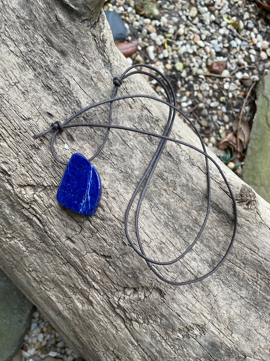 Polished and Hand Drilled Lapis Lazuli Pendant 38mm 1.5" From Afghanistan Necklace