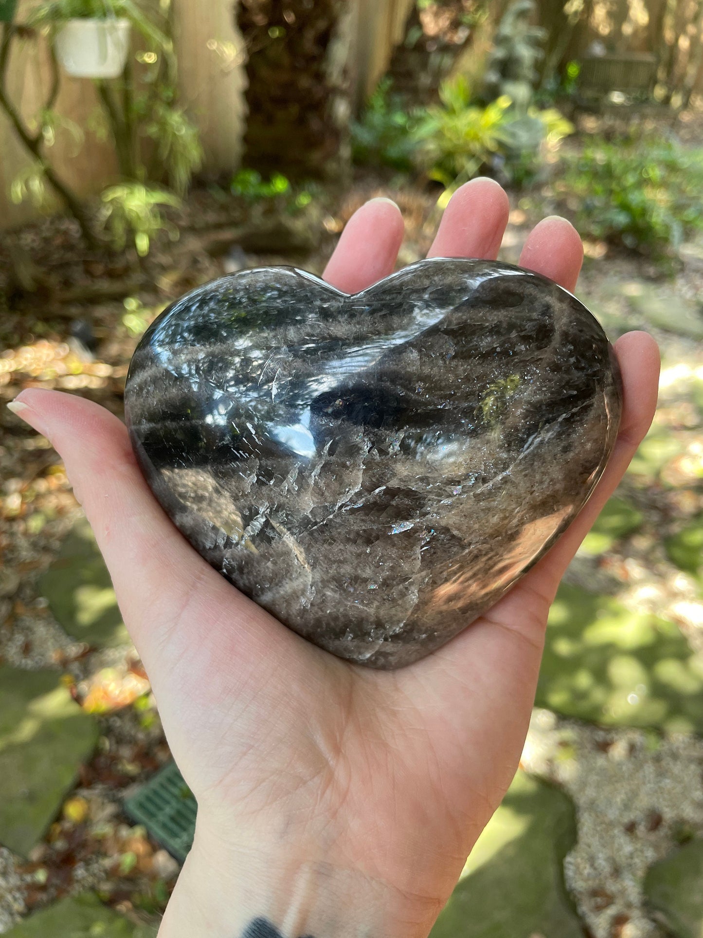 Black Moonstone Polished Heart Stone 494g 1lb 1.4oz Specimen From Madagascar Mineral Crystal