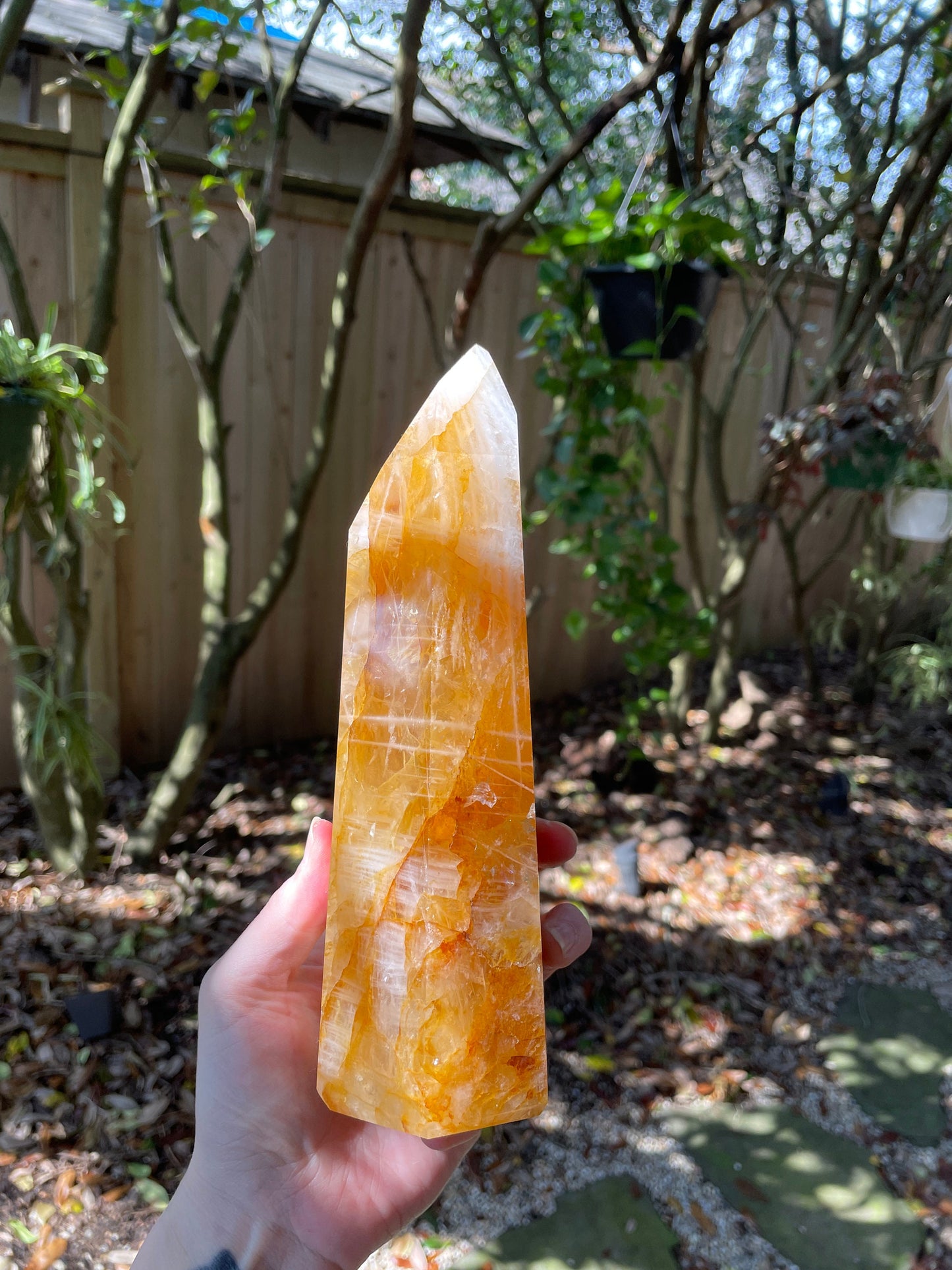 Yellow Golden Healer/Hematoid Iron Quartz Polished Tower 1586g 3lbs 8oz From Brazil Specimen Mineral Crystal
