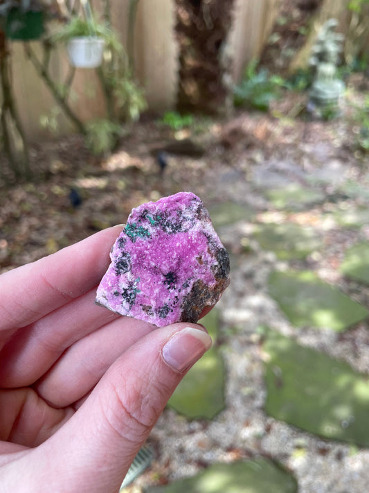Cobalt and Calcite With Malachite From Zaire, 23.3g Specimen Mineral Crystal