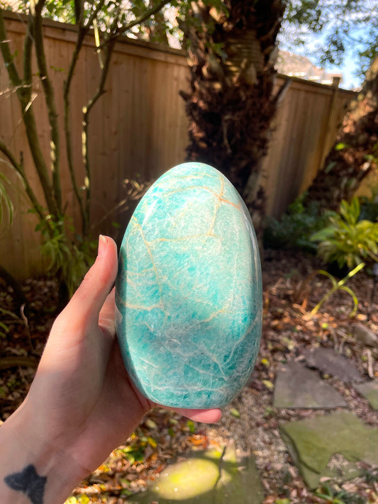 Vivid Polished Amazonite Free Form Display Specimen 830g 1lb 13.4oz From Madagascar