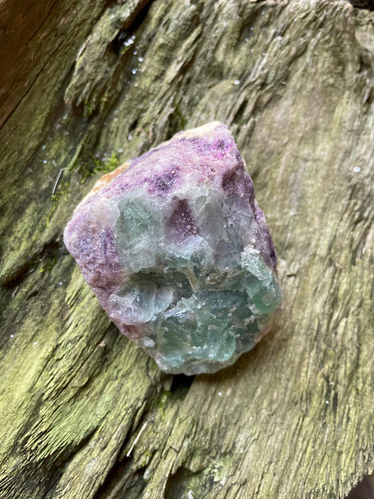 Medium Raw green and purple Fluorite 257.8g From Brazil, Specimen Mineral Crystal