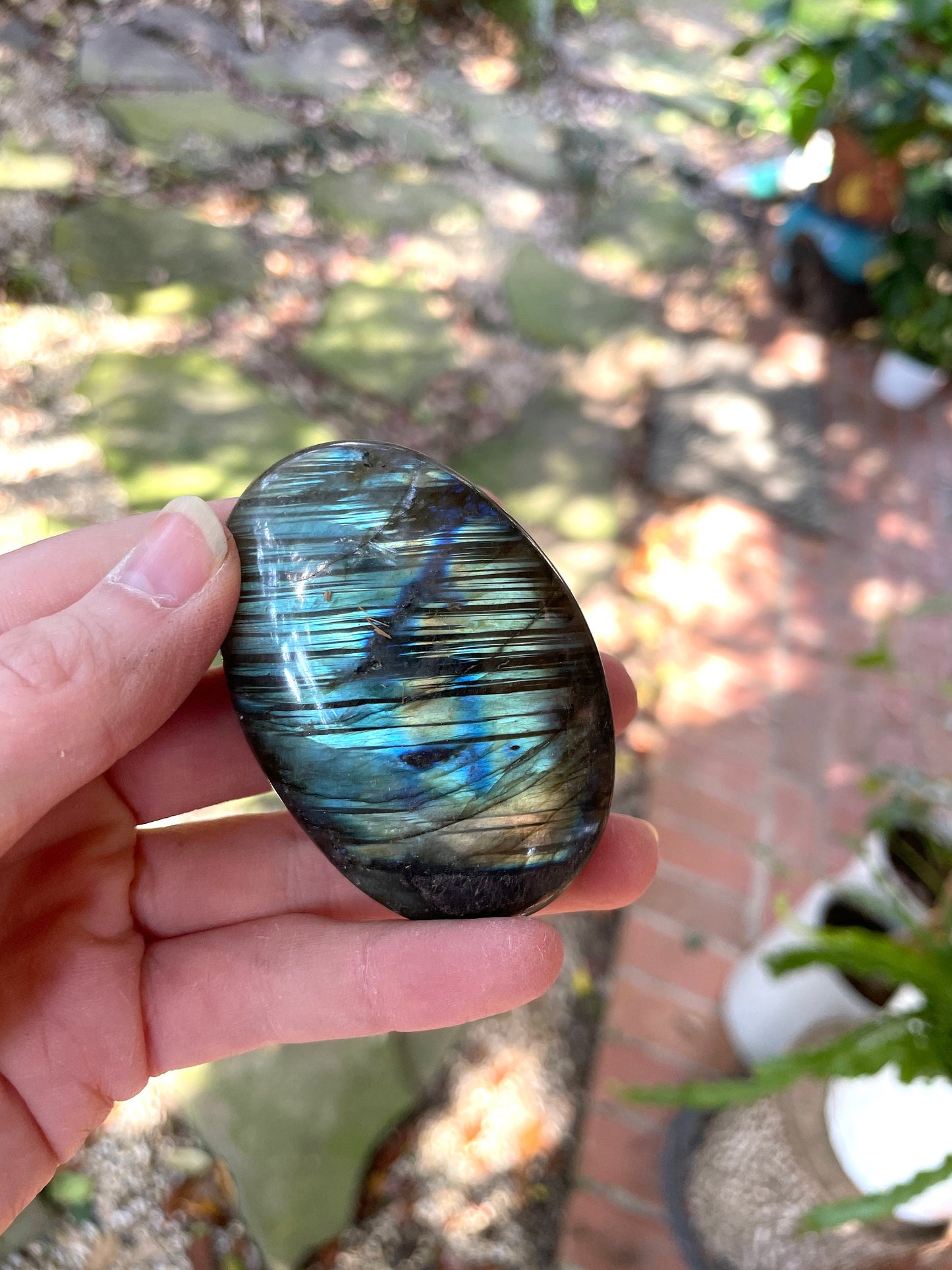 Small Polished Labradorite Palm Stone 86g Great Flash From Madagascar Mineral Crystal