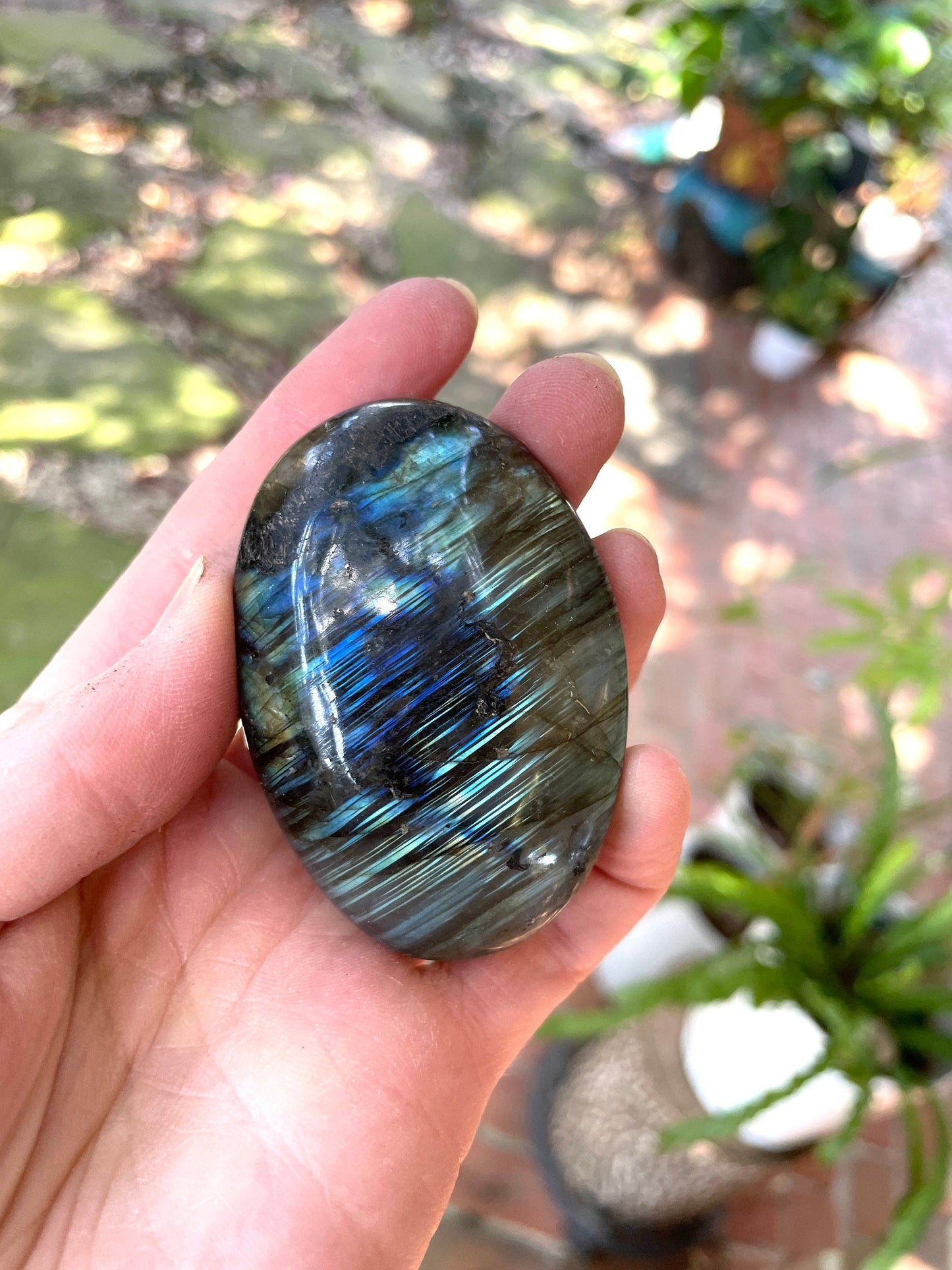 Small Polished Labradorite Palm Stone 86g Great Flash From Madagascar Mineral Crystal