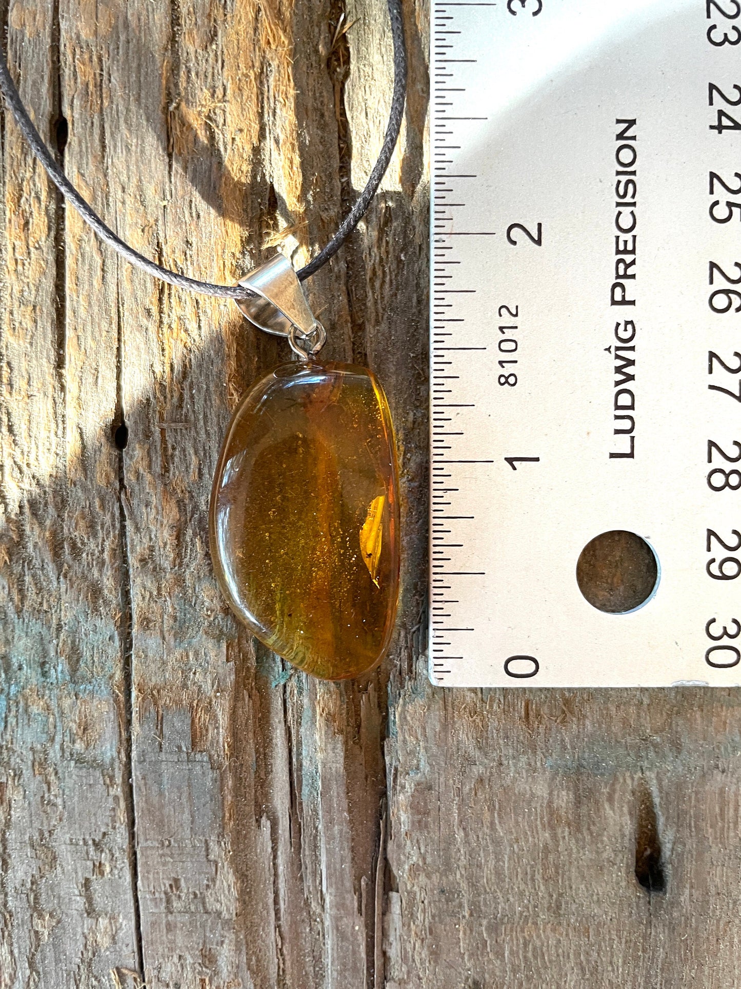 Polished and Hand Drilled Mexican Blue Amber Pendant from Ciapas Mexico 1.43" 36mm