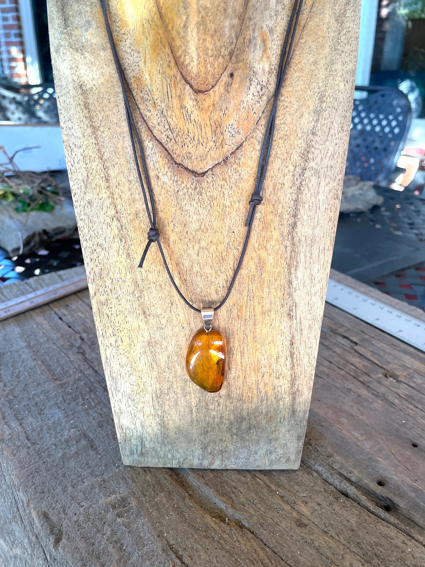 Polished and Hand Drilled Mexican Blue Amber Pendant from Ciapas Mexico 1.43" 36mm