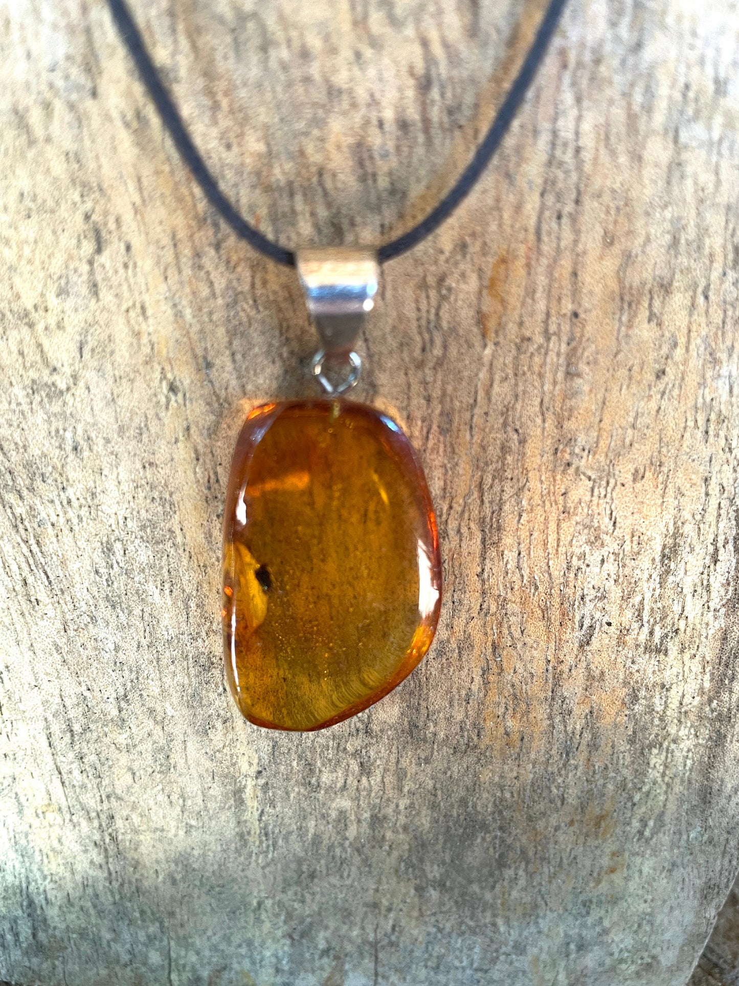 Polished and Hand Drilled Mexican Blue Amber Pendant from Ciapas Mexico 1.43" 36mm