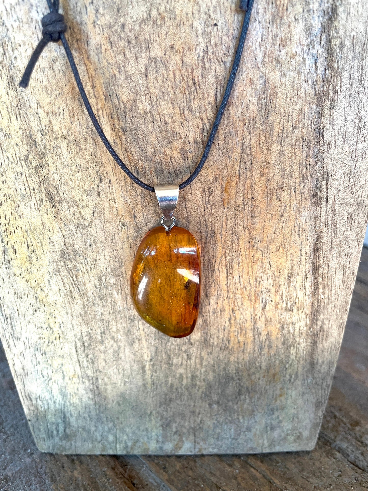 Polished and Hand Drilled Mexican Blue Amber Pendant from Ciapas Mexico 1.43" 36mm