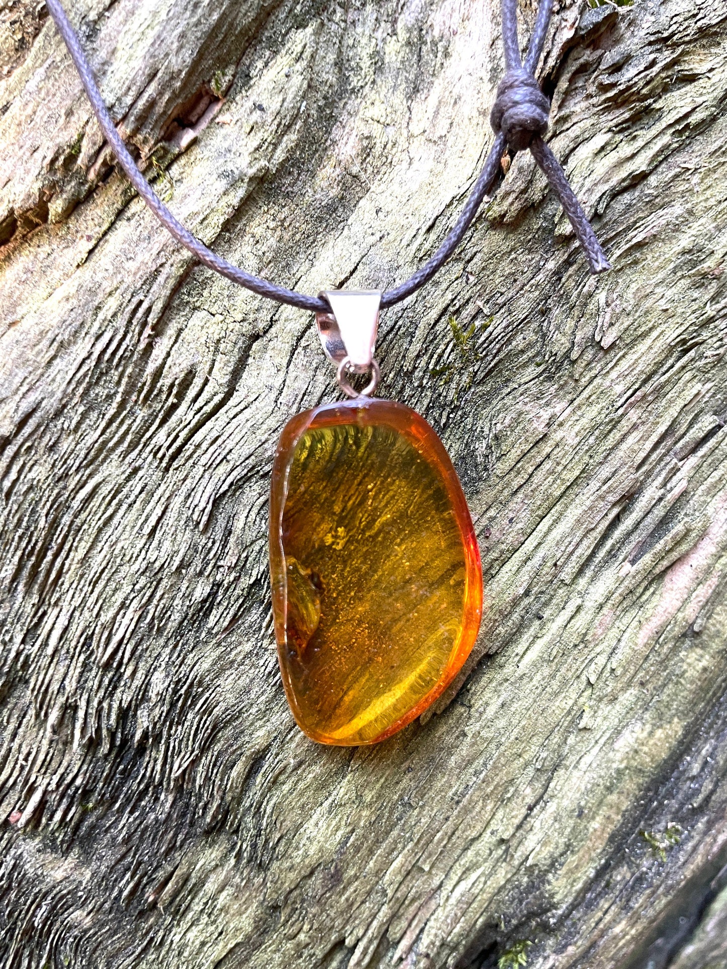 Polished and Hand Drilled Mexican Blue Amber Pendant from Ciapas Mexico 1.43" 36mm