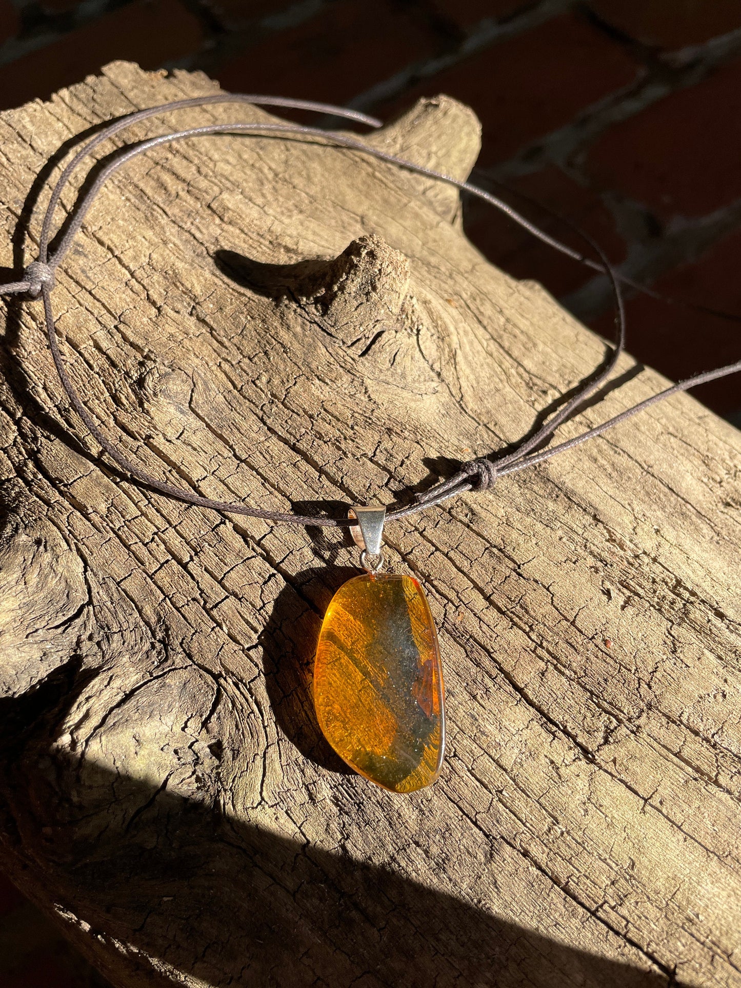 Polished and Hand Drilled Mexican Blue Amber Pendant from Ciapas Mexico 1.43" 36mm
